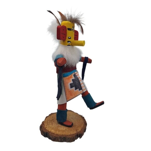 Kachina Handmade Doll Signed 7 Inch Hill AM Native American Indian Art Wood Fur - Picture 5 of 12